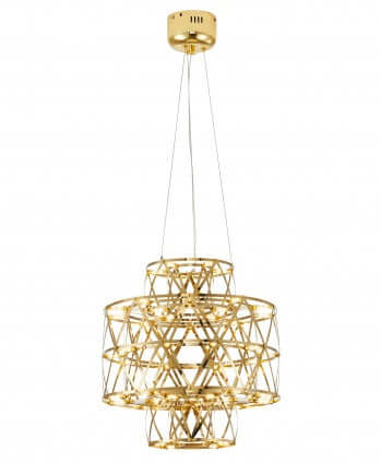 3 Tier 40-Light Dimmable Gold Stainless Steel LED Chandelier