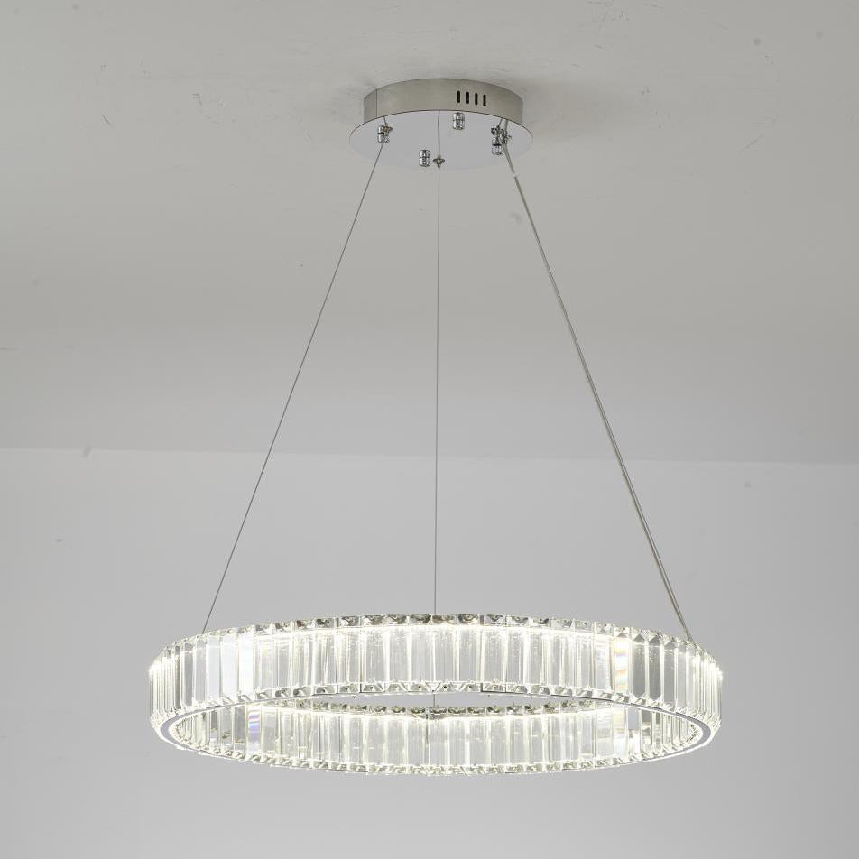 Clear Crystal Halo Chandelier With Chrome/Gold Hardware