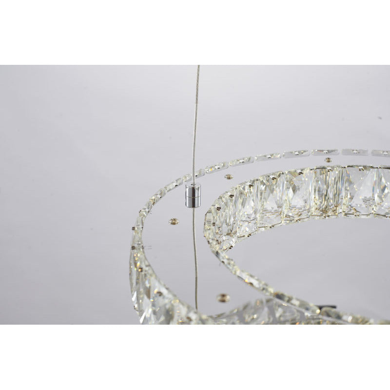 Chrome Three-Tier Crystal LED Chandelier