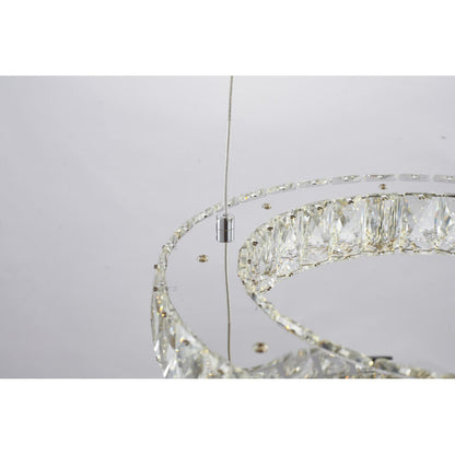 Chrome Three-Tier Crystal LED Chandelier