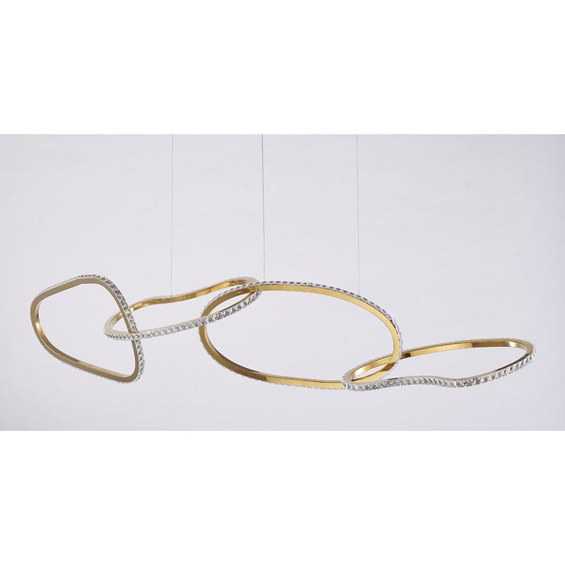 4-Light Gold Stainless Steel Chandelier With Clear Crystals