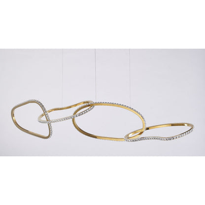 4-Light Gold Stainless Steel Chandelier With Clear Crystals