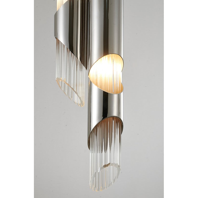 Gold Stainless Steel Pendant Light with Clear Glass Shade