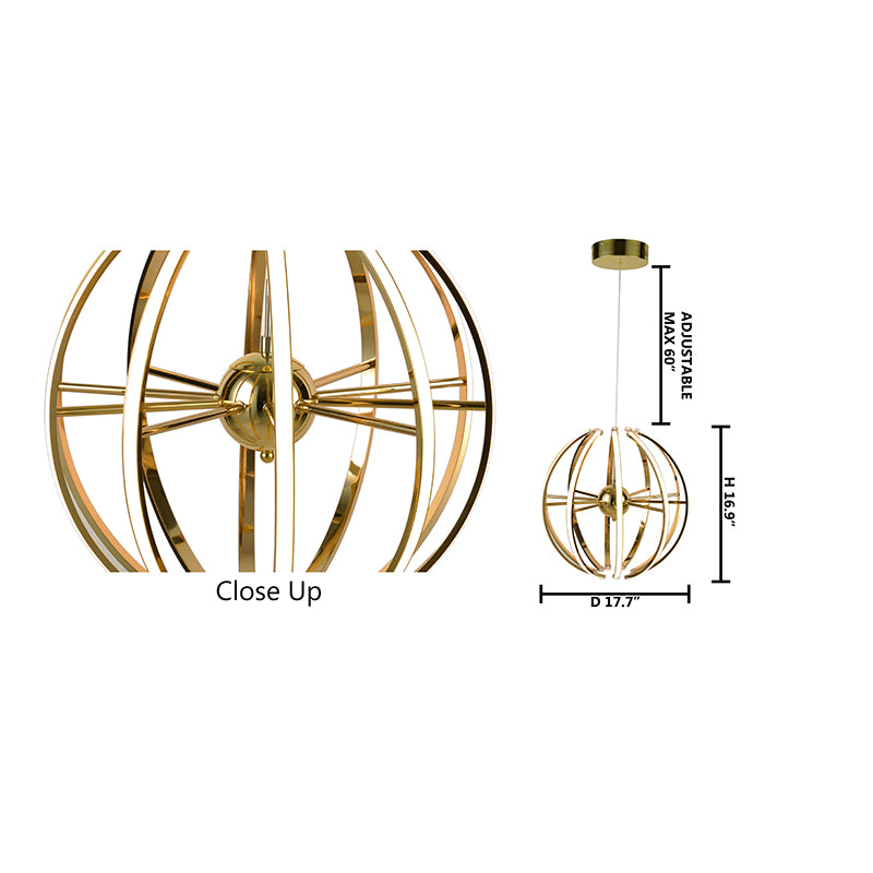 Gold LED Chandelier with Acrylic Diffusers