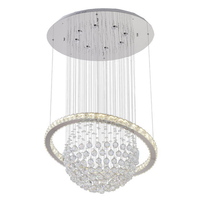 Crystal Ball Chandelier With A LED Clear Crystal Ring