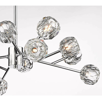 Chrome Frame Branch Chandelier with Clear Crystal Shades