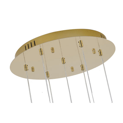 Brushed Gold Chandelier With Crystal Pendants