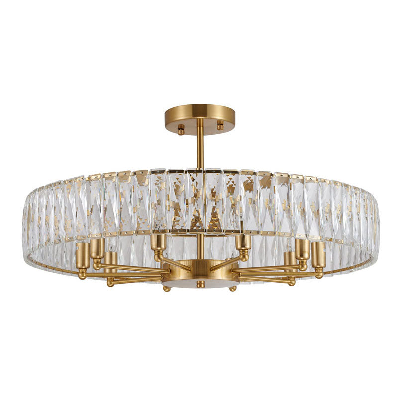 Round Gold Chandelier With A Clear Crystal Band