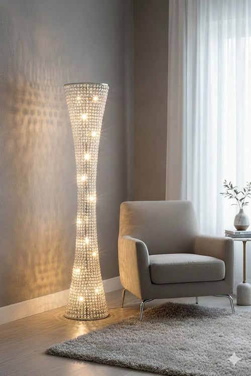 Clear Crystal Beaded Floor Lamp