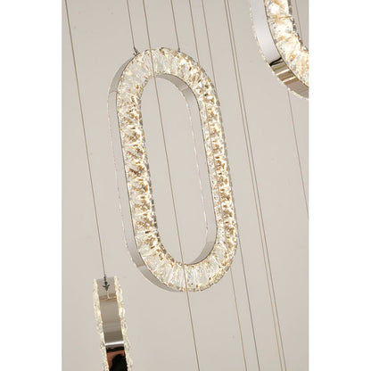 LED Chandelier With Oval Clear Crystal Hanging Pendants