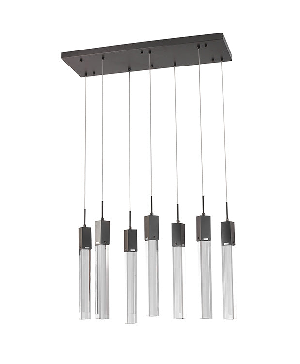 Black Gun Metal Flushed Frame With Hanging Clear Block Crystal Pendants