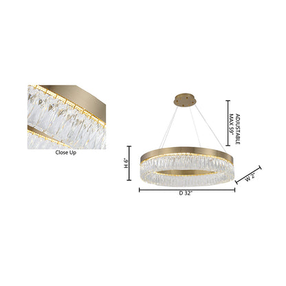Round Gold LED Crystal Chandelier