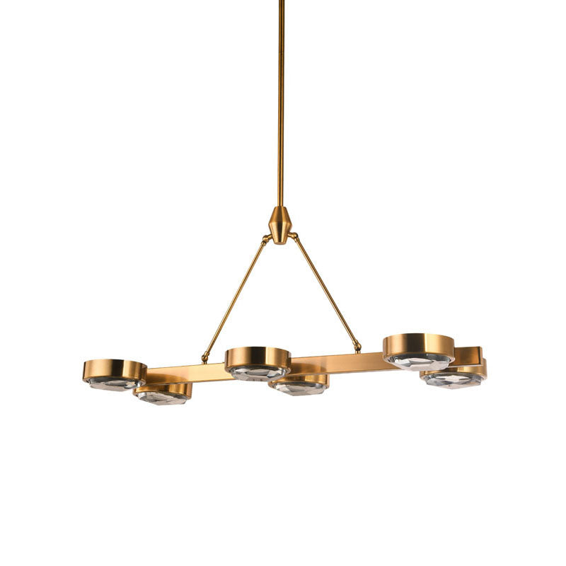 Bronze Frame Chandelier With Distorted Clear Crystal Covers