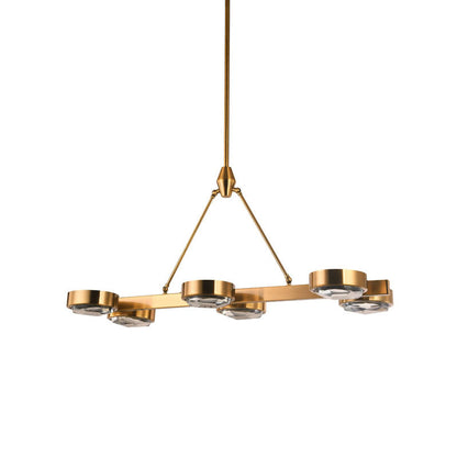 Bronze Frame Chandelier With Distorted Clear Crystal Covers