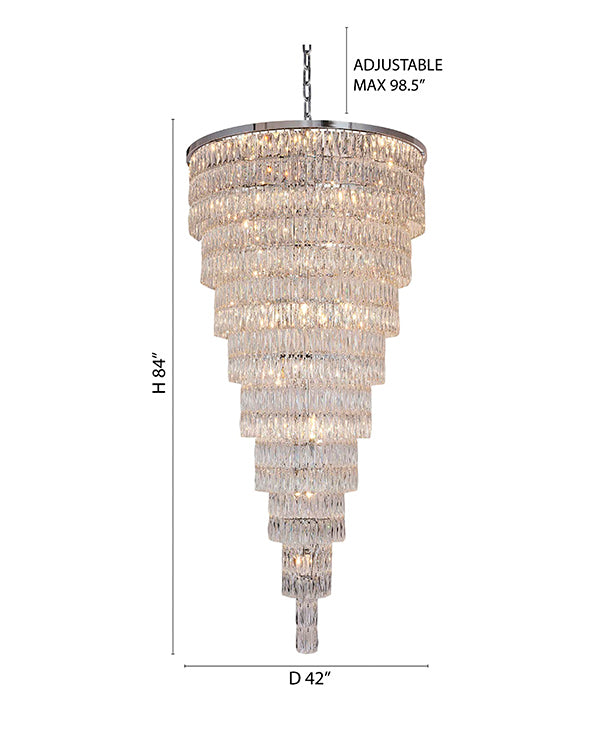 Nine Tier Chandelier With Clear Hanging Crystals