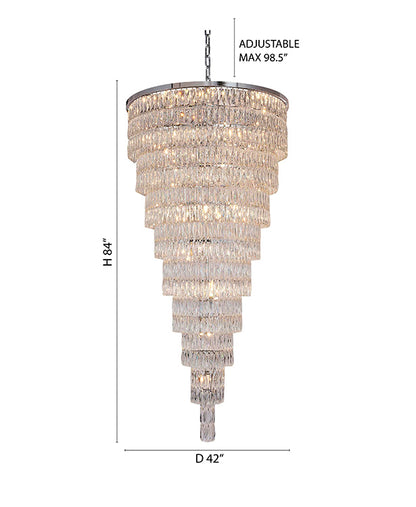 Nine Tier Chandelier With Clear Hanging Crystals