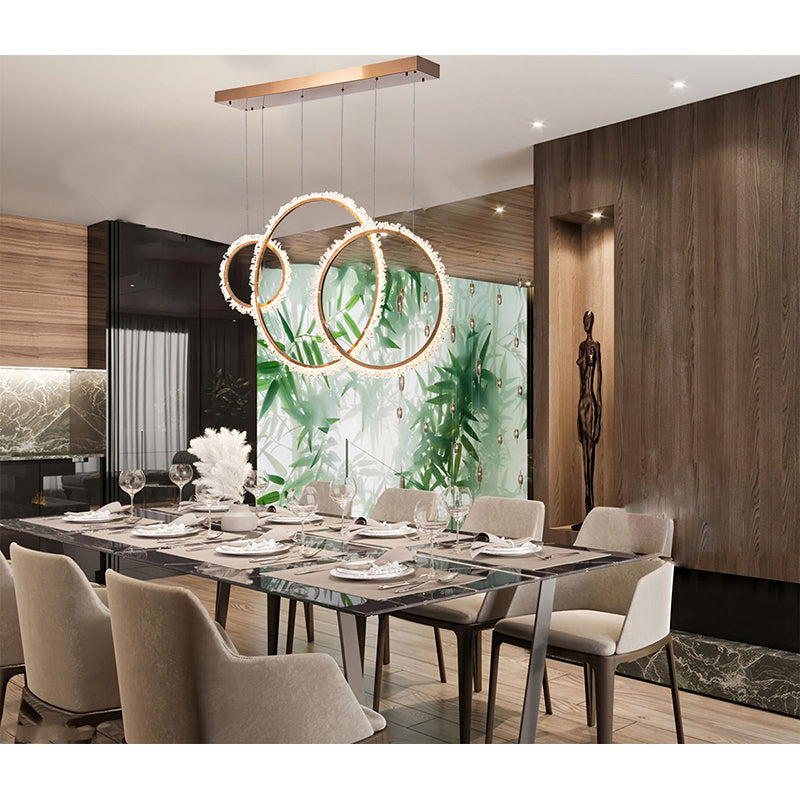 Three Ring Gold LED Chandelier