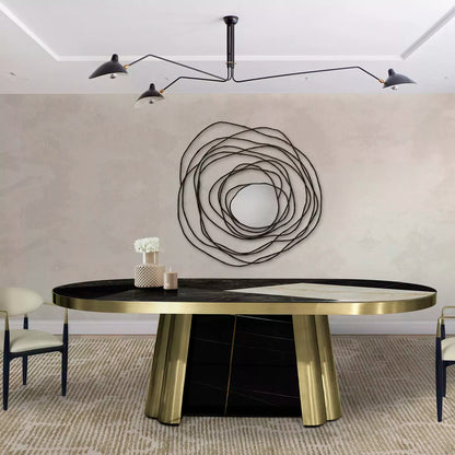 Decodiva Black & Gold Granite Dining Table
