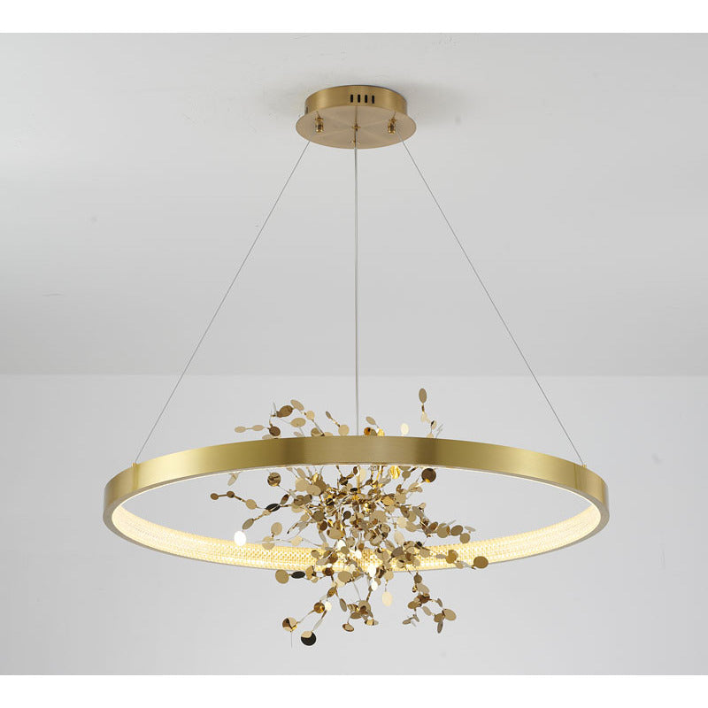 Ring LED Chandelier with Mirror Gold Sparkle