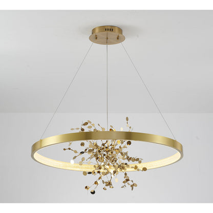 Ring LED Chandelier with Mirror Gold Sparkle
