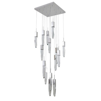 Chrome Frame Chandelier with Hanging Bubble Iceberg Crystal Pendants