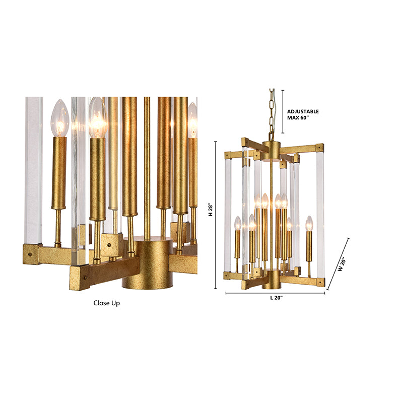 Antique Gold Chandelier With Clear Acrylic Arms