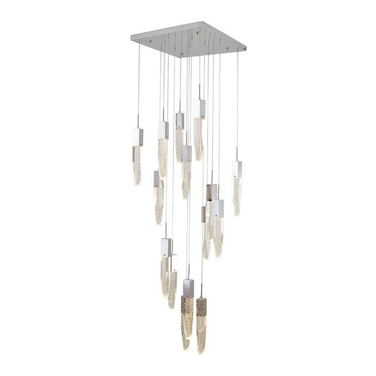 Chrome Frame Chandelier with Hanging Bubble Iceberg Crystal Pendants