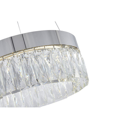 Chrome LED Chandelier with Hanging Crystals