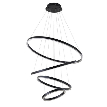 Matte Black 4-Ring LED Chandelier – Modern Multi Halo Pendant Light