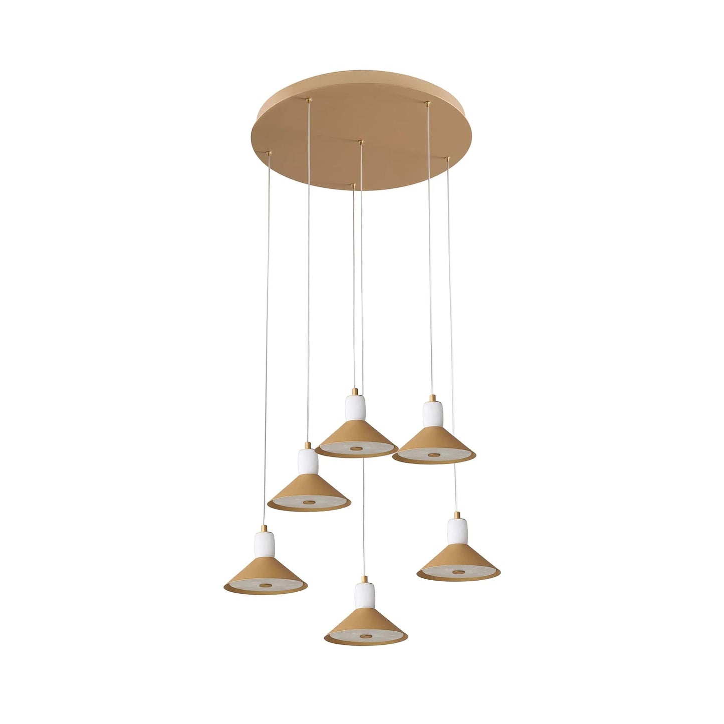 Spanish Alabaster & Aluminum Six Light Chandelier