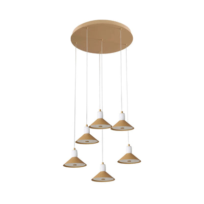 Spanish Alabaster & Aluminum Six Light Chandelier