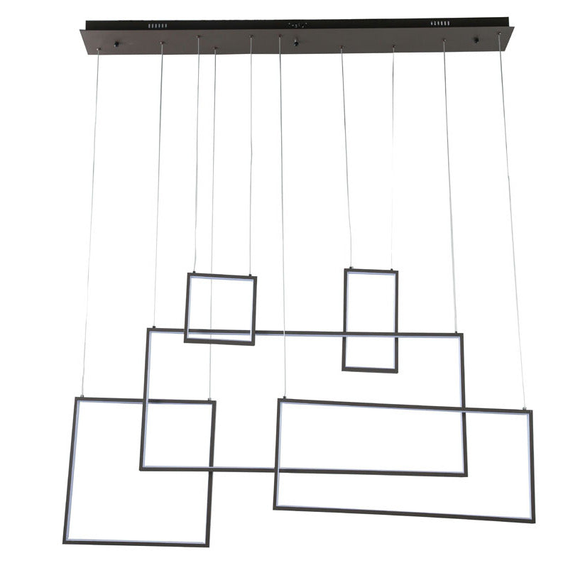 Modern Satin Coffee Linear LED Chandelier – Slim Rectangular Pendant Light Fixture