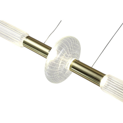 Contemporary Gold LED Chandelier with Glass Linear Design