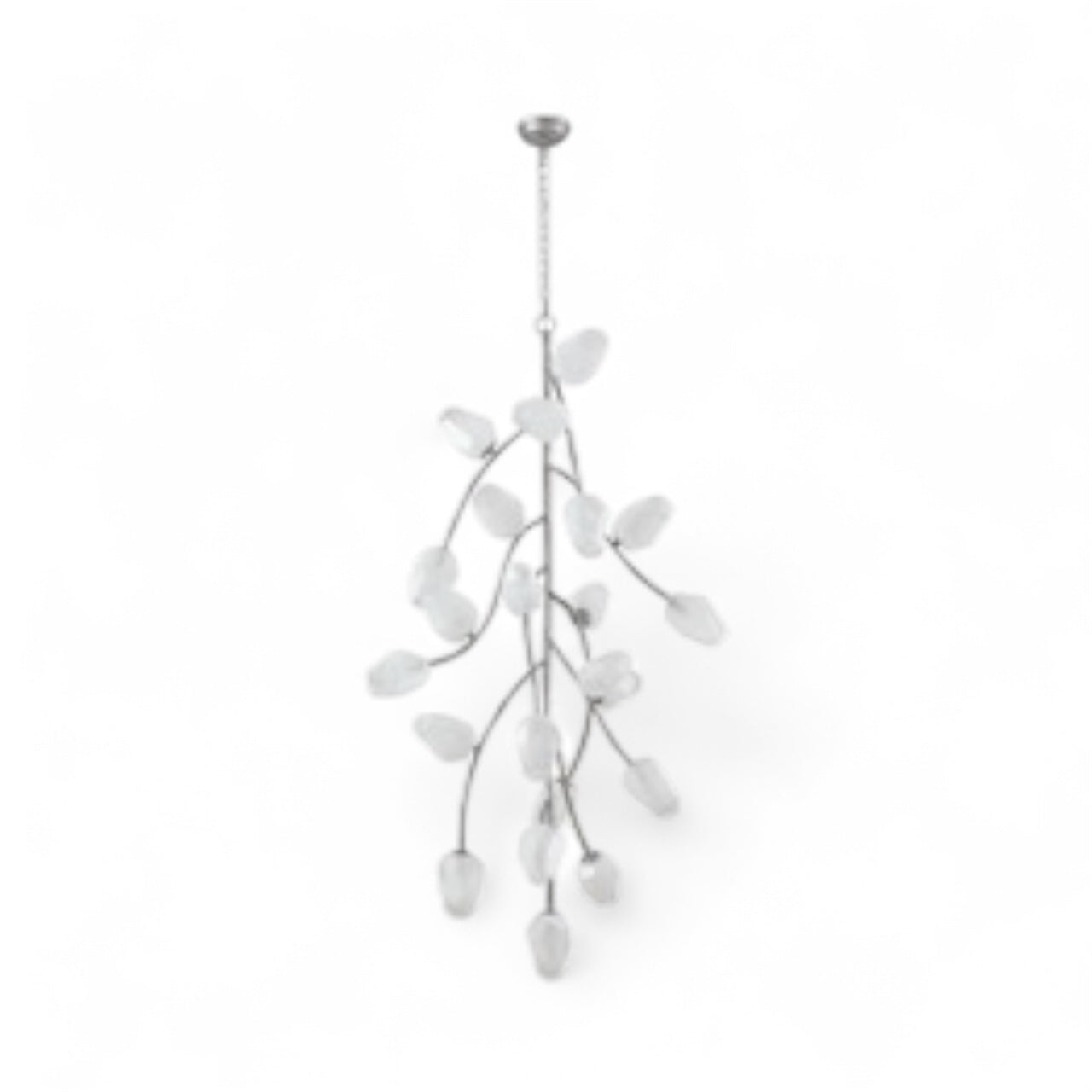 Black Branch Chandelier with White Glass Shades