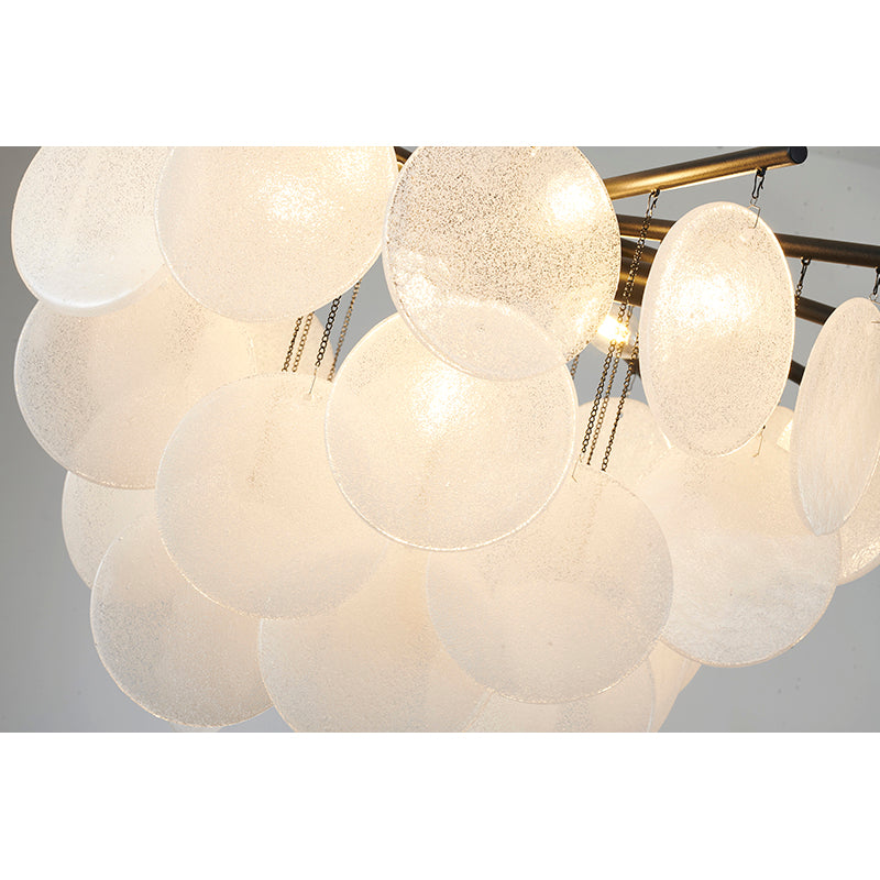 Satin Black Chandelier With Frosted White Hanging Glass Petals