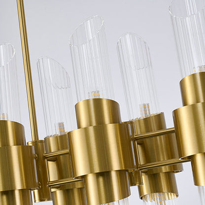 Satin Brass Chandelier With Clear Glass Shades