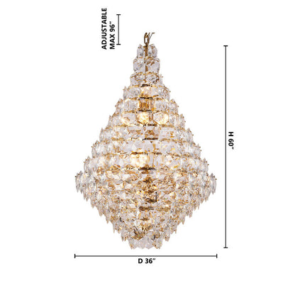 Chrome Frame Chandelier With Clear Hanging Crystals
