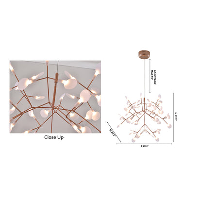 Matte Copper Branch Chandelier With White ACRYLIC Shades