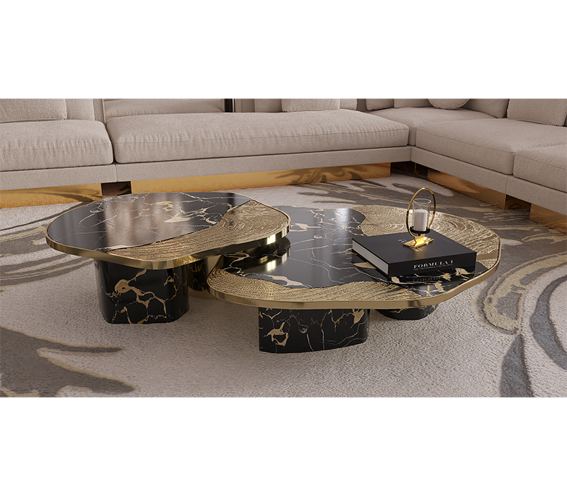 Ophelia Portoro Marble & Gold Center Table