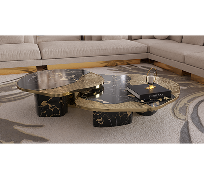 Ophelia Portoro Marble & Gold Center Table