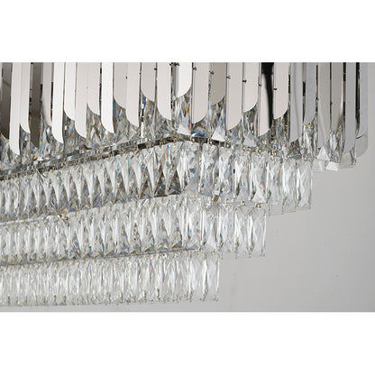 Rectangular Chandelier With Clear Hanging Crystals