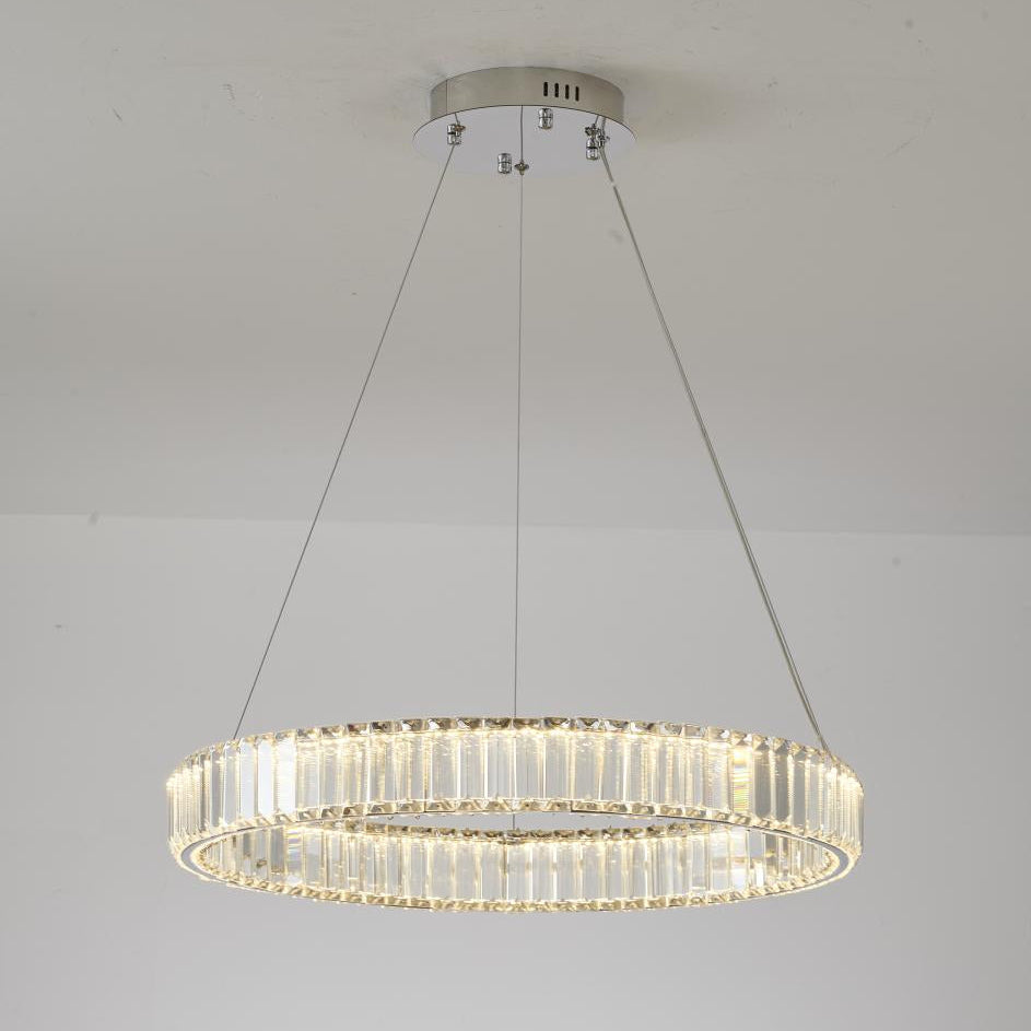 Clear Crystal Halo Chandelier With Chrome/Gold Hardware
