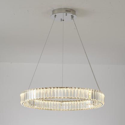 Clear Crystal Halo Chandelier With Chrome/Gold Hardware