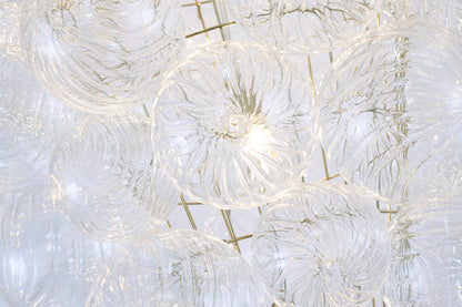 Brass Frame Chandelier featuring Clear Swirl Glass Shades