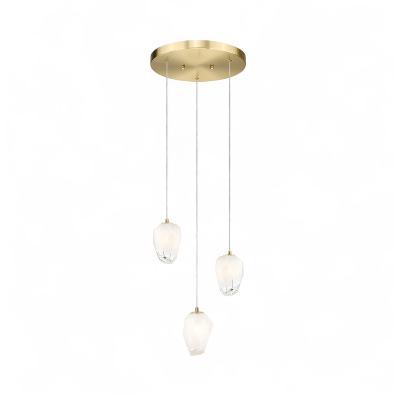 Round Black Frame Chandelier with White Glass Hanging Pendants