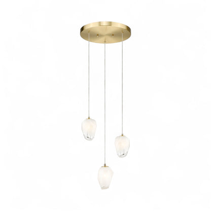 Round Black Frame Chandelier with White Glass Hanging Pendants