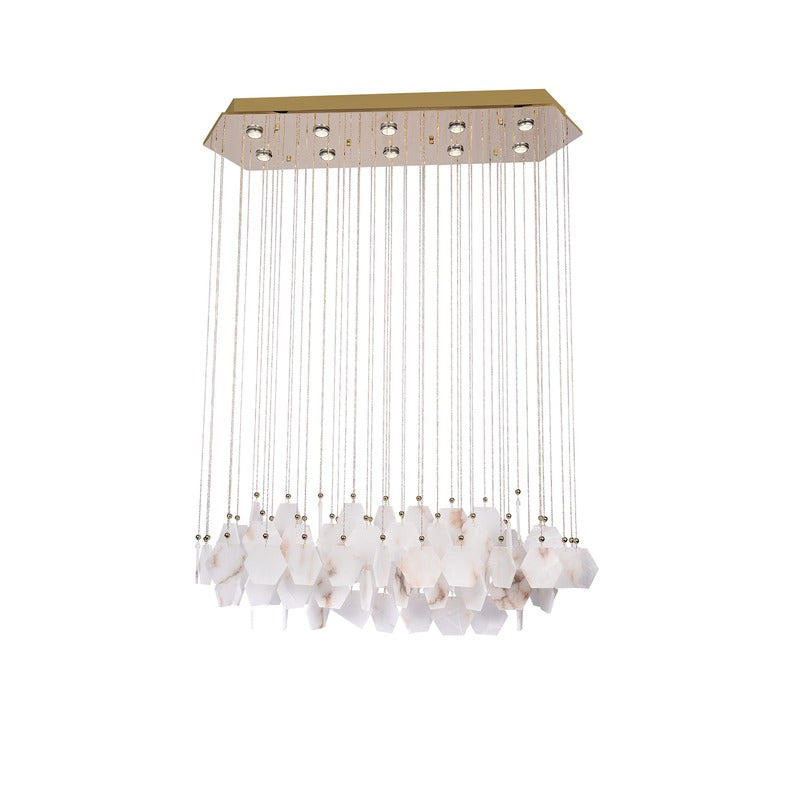 Gold Stainless Steel Chandelier with Spanish Alabaster Stones