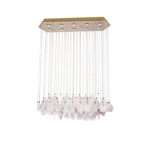 Gold Stainless Steel Chandelier with Spanish Alabaster Stones