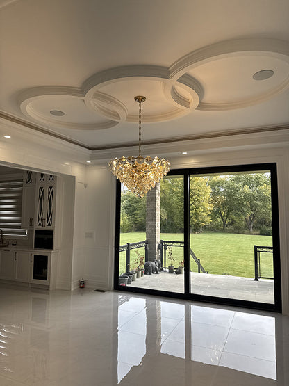 Gold Chandelier With Clear Hanging Crystals