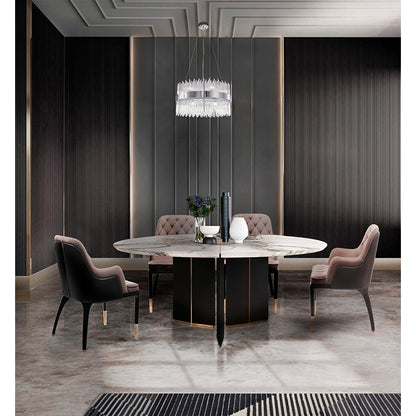 Chrome Halo Frame Chandelier with Clear Glass Rods